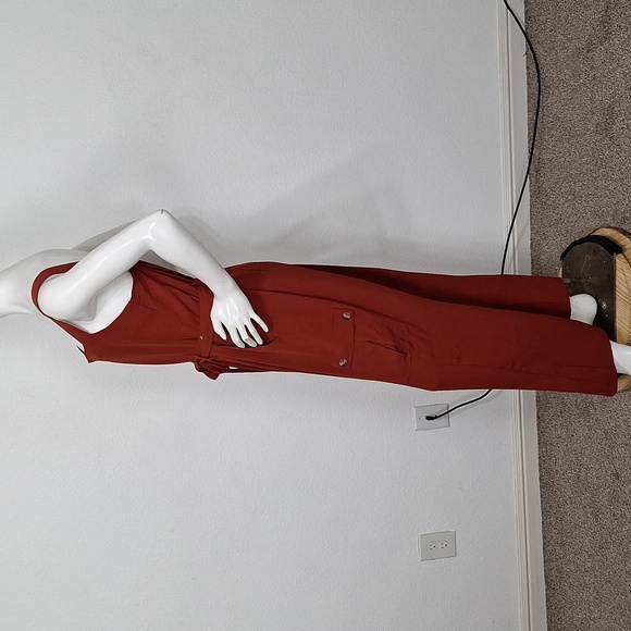 As U Wish "NEW" Juniors' Rust Boho Belted Cargo Jumpsuit Overalls Size L - Picture 6 of 14